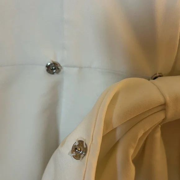 Anthropologie SACHIN + BABI Gwyneth V Neck White Mini Bow Dress Size US 12 - Picture 9 of 13